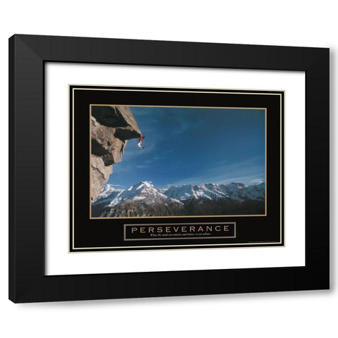 Perseverance - Cliffhanger Black Modern Wood Framed Art Print with Double Matting by Frontline