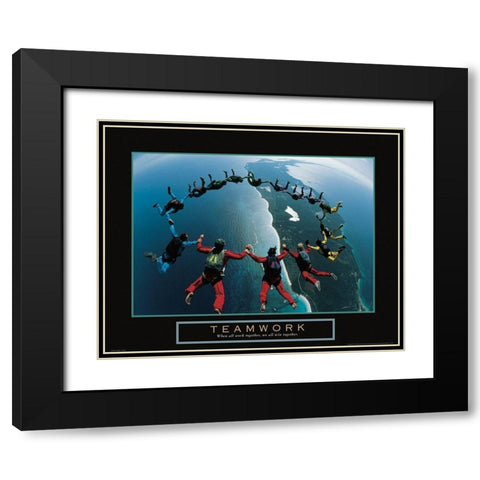 Teamwork - Skydivers Black Modern Wood Framed Art Print with Double Matting by Frontline
