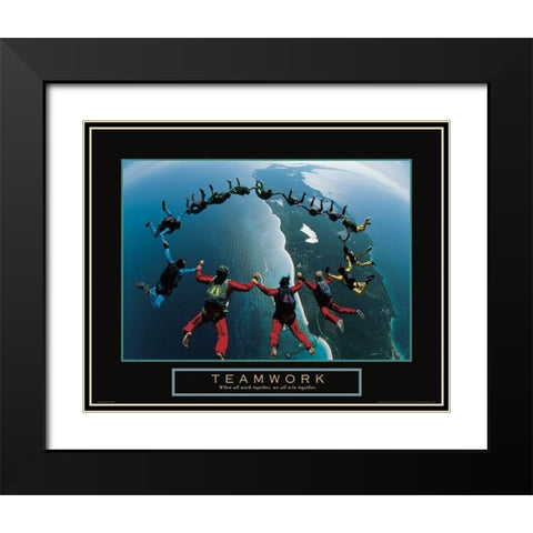 Teamwork - Skydivers Black Modern Wood Framed Art Print with Double Matting by Frontline