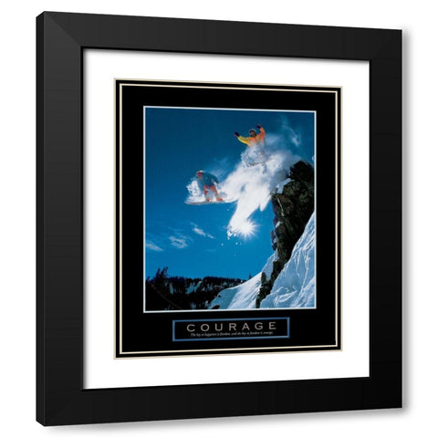 Courage - Snowboarders Black Modern Wood Framed Art Print with Double Matting by Frontline