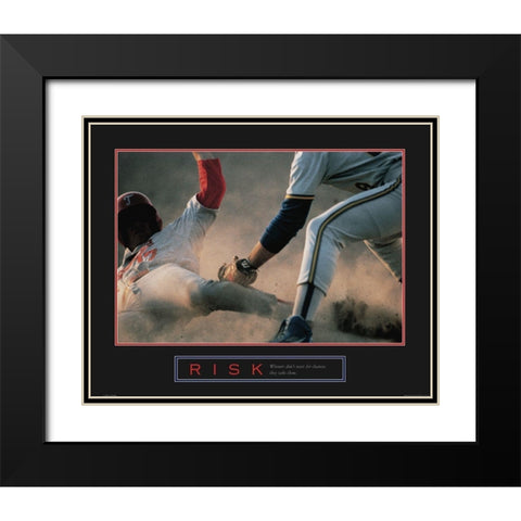 Risk - Baseball Black Modern Wood Framed Art Print with Double Matting by Frontline