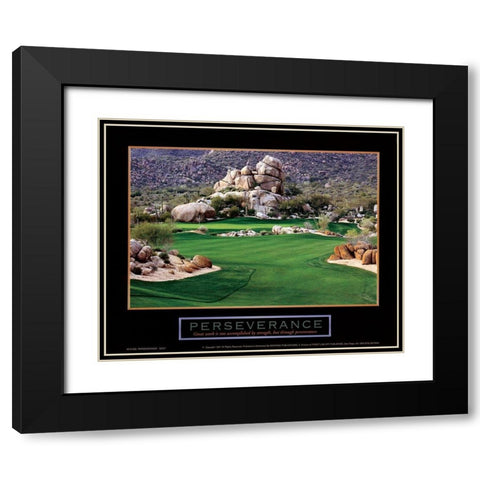 Golf - Perseverance Black Modern Wood Framed Art Print with Double Matting by Unknown