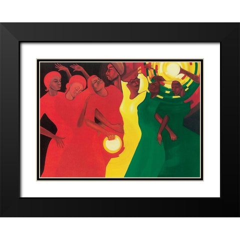 Thythm Black Modern Wood Framed Art Print with Double Matting by Unknown