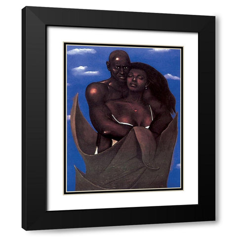 Embrace Black Modern Wood Framed Art Print with Double Matting by Unknown