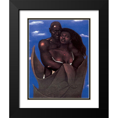 Embrace Black Modern Wood Framed Art Print with Double Matting by Unknown