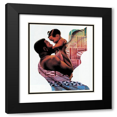 Family Man Black Modern Wood Framed Art Print with Double Matting by Unknown