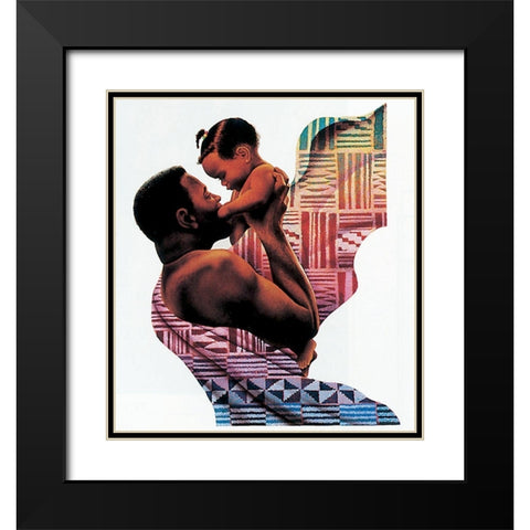 Family Man Black Modern Wood Framed Art Print with Double Matting by Unknown