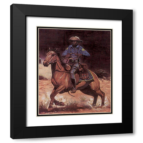 Buffalo Soldier Black Modern Wood Framed Art Print with Double Matting by Unknown