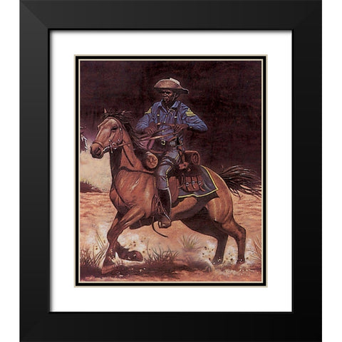 Buffalo Soldier Black Modern Wood Framed Art Print with Double Matting by Unknown
