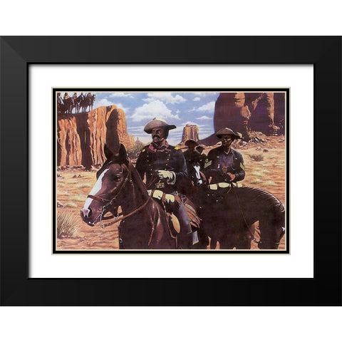 Buffalo Soldiers Black Modern Wood Framed Art Print with Double Matting by Unknown