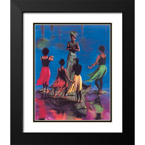 Dance Lesson Black Modern Wood Framed Art Print with Double Matting by Unknown