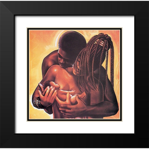 Feeding Baby Black Modern Wood Framed Art Print with Double Matting by Unknown