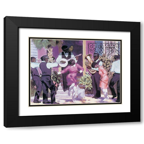 Dancin in the Street Black Modern Wood Framed Art Print with Double Matting by Unknown