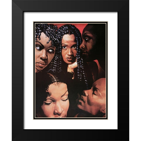 Faces Black Modern Wood Framed Art Print with Double Matting by Unknown