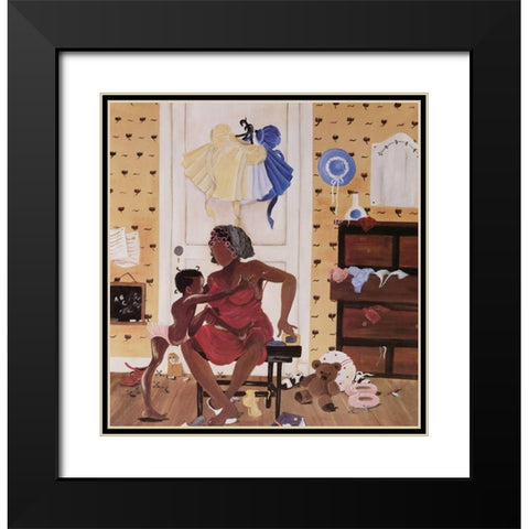 Getting Dresses Black Modern Wood Framed Art Print with Double Matting by Unknown