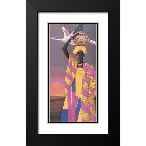 Woman and Vase Black Modern Wood Framed Art Print with Double Matting by Unknown