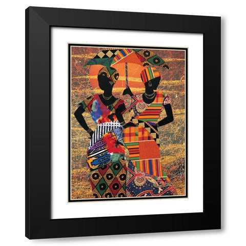 Tribal I Black Modern Wood Framed Art Print with Double Matting by Unknown