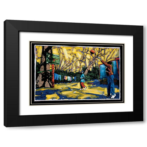 Hoops Black Modern Wood Framed Art Print with Double Matting by Unknown