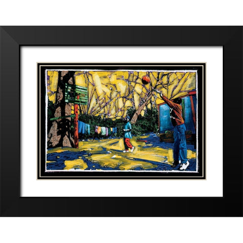 Hoops Black Modern Wood Framed Art Print with Double Matting by Unknown