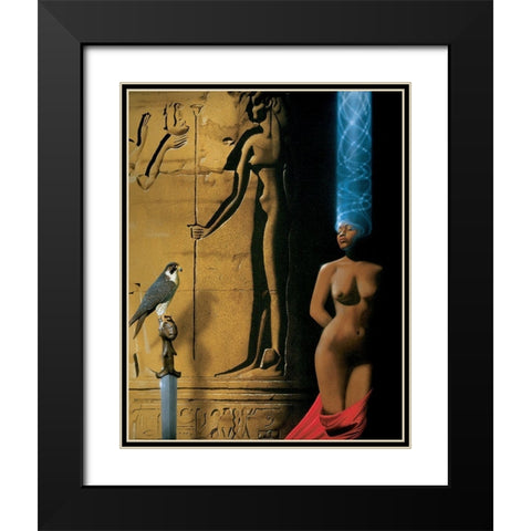 Cleopatra Black Modern Wood Framed Art Print with Double Matting by Unknown