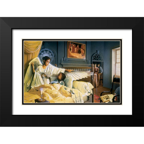 Guardian Angel Black Modern Wood Framed Art Print with Double Matting by Unknown