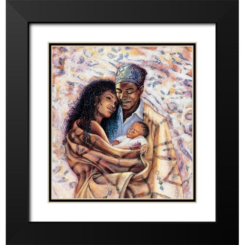 Happy Family Black Modern Wood Framed Art Print with Double Matting by Unknown