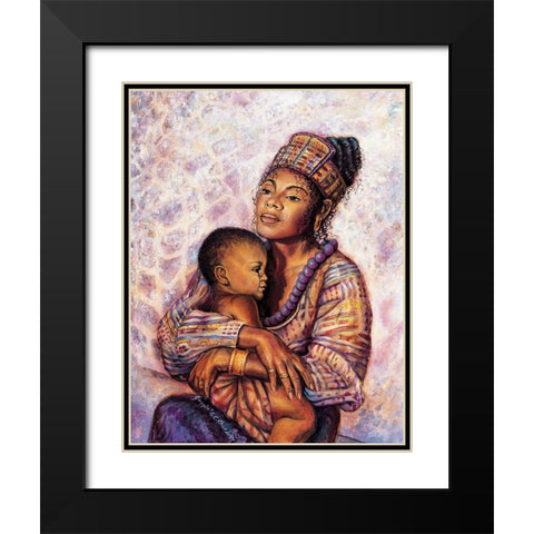Mother and Child Black Modern Wood Framed Art Print with Double Matting by Unknown