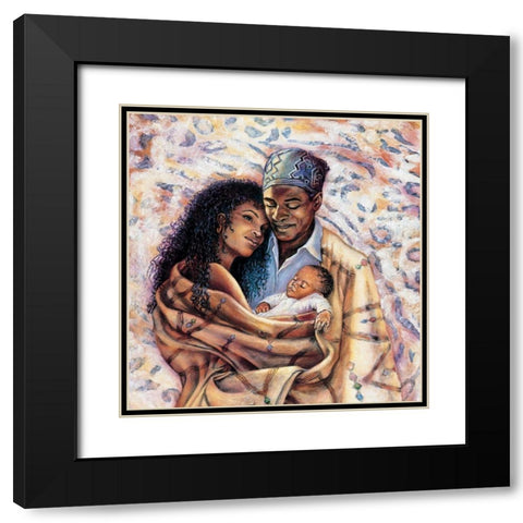 Threesome Black Modern Wood Framed Art Print with Double Matting by Unknown