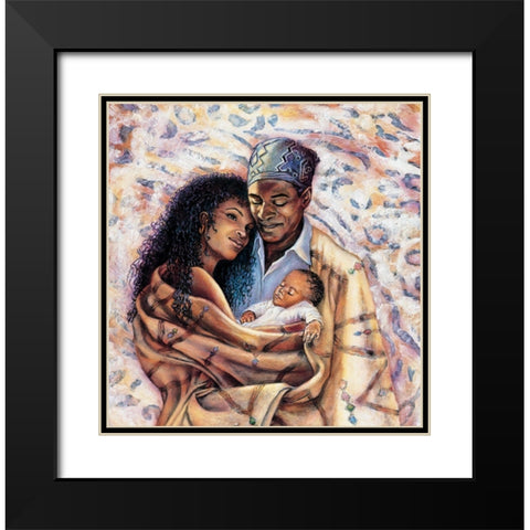 Threesome Black Modern Wood Framed Art Print with Double Matting by Unknown