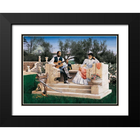 Serenade Black Modern Wood Framed Art Print with Double Matting by Unknown