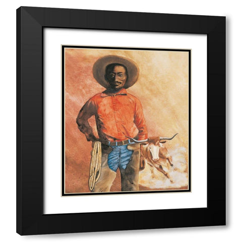 Cowboy Black Modern Wood Framed Art Print with Double Matting by Unknown
