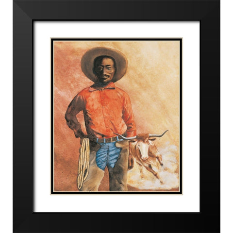 Cowboy Black Modern Wood Framed Art Print with Double Matting by Unknown