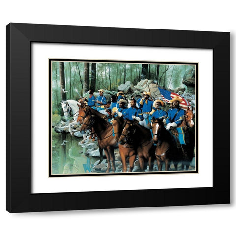 Cavalry Black Modern Wood Framed Art Print with Double Matting by Unknown