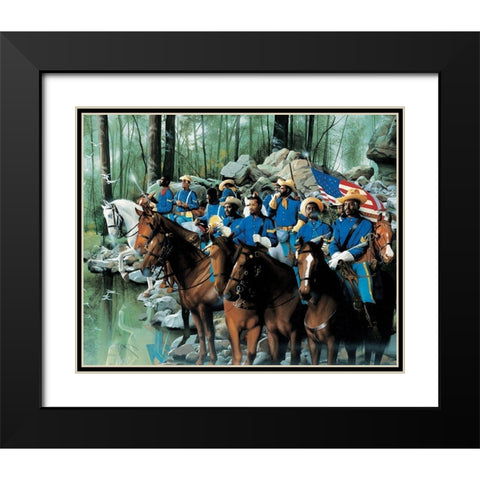 Cavalry Black Modern Wood Framed Art Print with Double Matting by Unknown