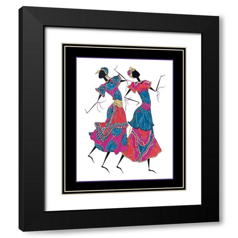 Dancin Duo Black Modern Wood Framed Art Print with Double Matting by Unknown