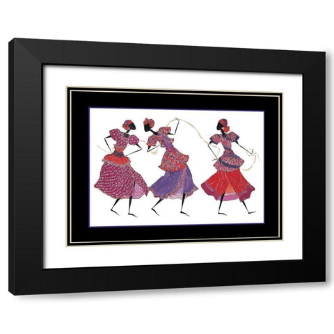 Dancin Trio Black Modern Wood Framed Art Print with Double Matting by Unknown