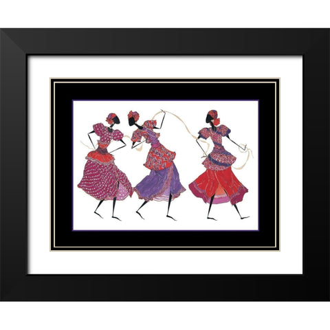 Dancin Trio Black Modern Wood Framed Art Print with Double Matting by Unknown