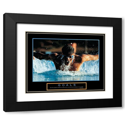 Goals - Swimmer Black Modern Wood Framed Art Print with Double Matting by Unknown