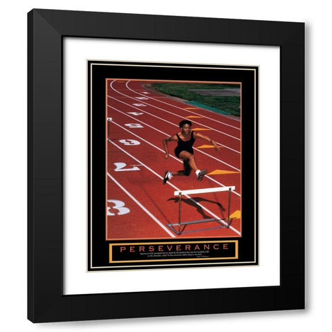 Perseverance - Track Hurdles Black Modern Wood Framed Art Print with Double Matting by Unknown