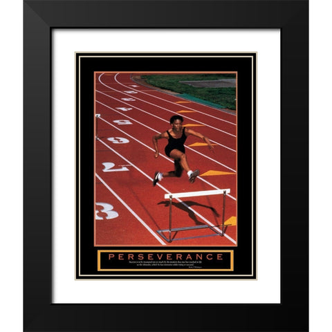 Perseverance - Track Hurdles Black Modern Wood Framed Art Print with Double Matting by Unknown
