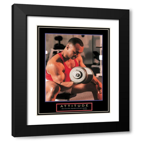 Attitude - Weight Lifter Black Modern Wood Framed Art Print with Double Matting by Unknown