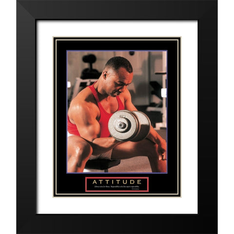 Attitude - Weight Lifter Black Modern Wood Framed Art Print with Double Matting by Unknown