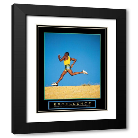 Excellence - Runner Black Modern Wood Framed Art Print with Double Matting by Unknown
