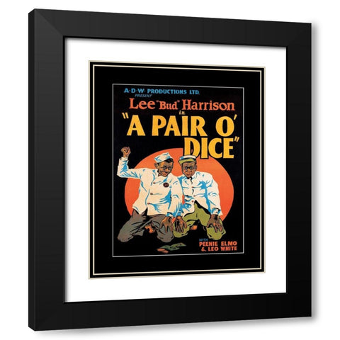 Pair of Dice Black Modern Wood Framed Art Print with Double Matting by Unknown