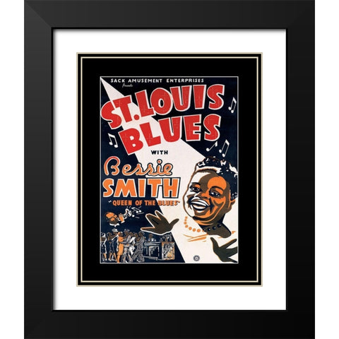 St Louis Blues Black Modern Wood Framed Art Print with Double Matting by Unknown