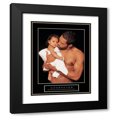Character - Father and Child Black Modern Wood Framed Art Print with Double Matting by Unknown