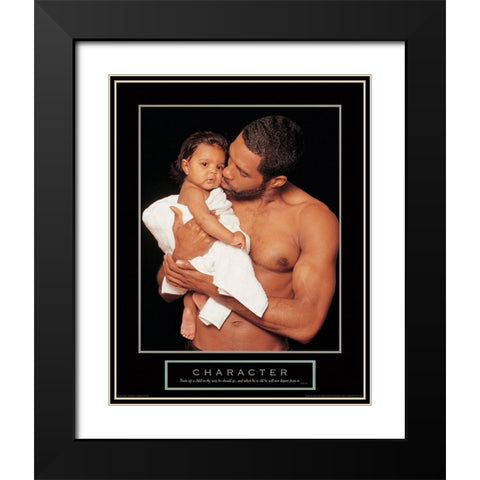 Character - Father and Child Black Modern Wood Framed Art Print with Double Matting by Unknown