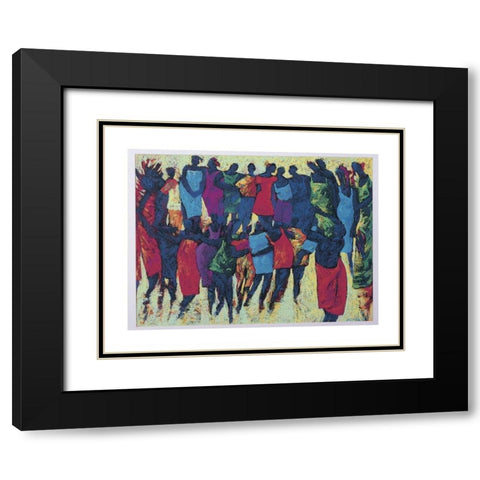 Circle Dance Black Modern Wood Framed Art Print with Double Matting by Unknown