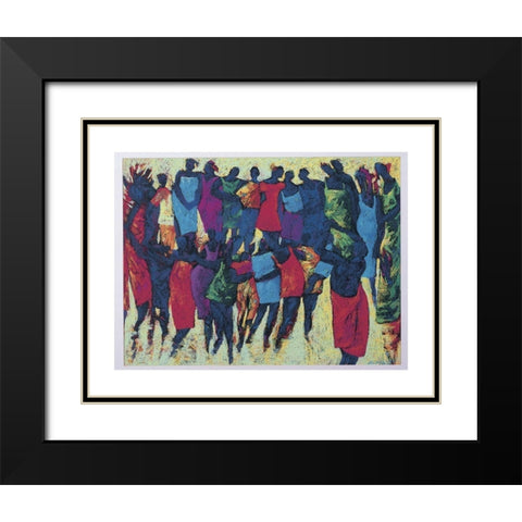 Circle Dance Black Modern Wood Framed Art Print with Double Matting by Unknown