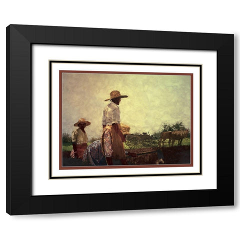Working the Field Black Modern Wood Framed Art Print with Double Matting by Unknown